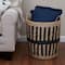 Household Essentials 20" Black & Natural Cattail & Paper Pillar Basket